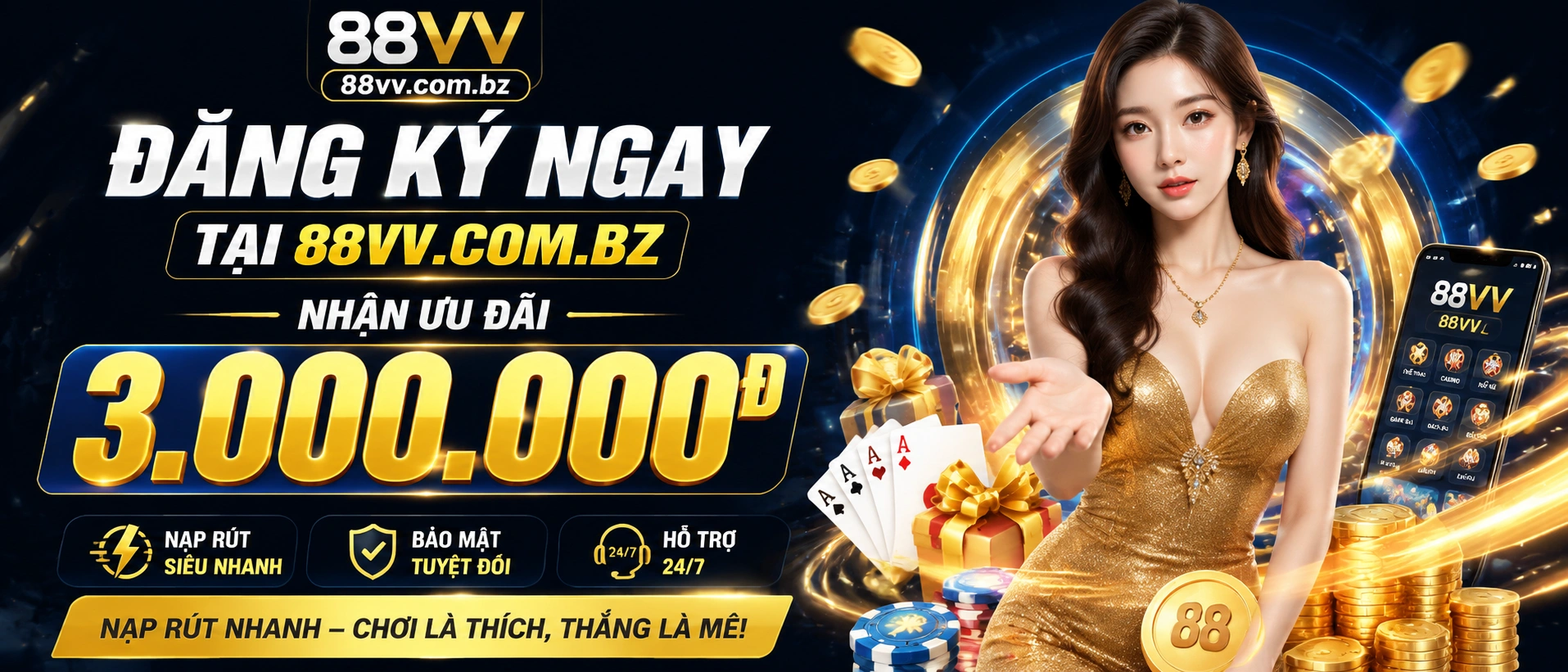 Giao diện banner bingo trực tuyến 88vv